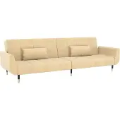 Möbelando Sofa "Hornbek" aus Samt in Creme. Abmessungen (L/B/H) 220x100x52 cm