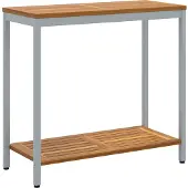 vidaXL Tisch für Outdoor mit Regal Natürlich und Grau 80 x 35 x 75 cm