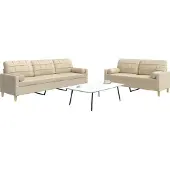 vidaXL 2-tlg. Sofagarnitur mit Dekokissen Creme Stoff