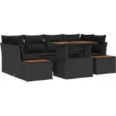 vidaXL Gartensofa-set 9 Stk. Schwarz und Braun