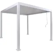 Mendler Pergola MCW-P65, Terrassenüberdachung Gartenpavillon Lamellen-Pavillon, 10cm-Aluminium-Gestell 3x3m weiß