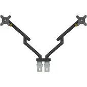 Bakker Elkuizen Monitorarm BE Flexible Dual, für 2 Monitore, bis 10 kg, dreh-, neig- und schwenkbar, 80 mm Klemmweite, VESA-komaptibel, ergonomisch, Höhenverstellbar von 170 bis 582 mm, schwarz