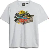 Superdry für Damen. W1011401A T-Shirt in lockerer Passform mit grauer LA-Grafik (M), Lässig, Kurzarm, Nachhaltig, Recycelte Baumwolle