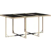 vidaXL 11-tlg. Garten-Essgruppe mit Kissen Beige Poly Rattan