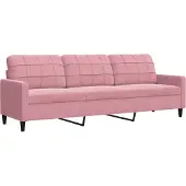 vidaXL 2-tlg. Sofagarnitur mit Kissen Rosa Samt