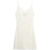 Superdry für Damen. W8011606A Kurzes Häkelkleid mit Trägern in Gebrochenem Weiß (L), Lässig, Häkeln, Ärmellos / Hosenträger