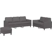 vidaXL 2-tlg. Sofagarnitur mit Kissen Grau Kunstleder