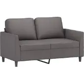 vidaXL 2-tlg. Sofagarnitur mit Kissen Grau Kunstleder