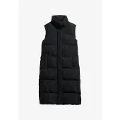 Superdry für Damen. W5011803A Langleinen-Steppweste schwarz (L), Lässig, Recyceltes Polyester, Nachhaltig