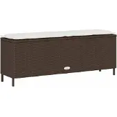 vidaXL Gartenbank mit Kissen Braun 110x30x40,5 cm Poly Rattan