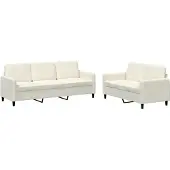 vidaXL 2-tlg. Sofagarnitur Creme Samt