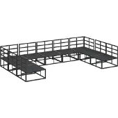vidaXL Gartensofa-set 9 stk. Schwarz Aluminium