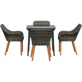 vidaXL Garten Essgruppe 5 stk. Grau Poly-Rattan