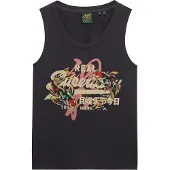 Superdry für Damen. W6012090A T-shirt Tokyo Vintage dunkelgrau (S), Lässig, Baumwolle, Ärmellos / Hosenträger