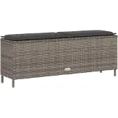 vidaXL Gartenbank mit Kissen Grau 110x30x40,5 cm Poly Rattan
