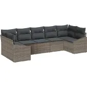 vidaXL Gartensofa-set 7 stk. Grau Poly-Rattan