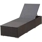 vidaXL Sonnenliege mit Auflage Poly Rattan Braun