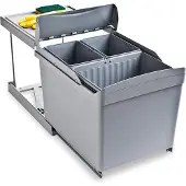 Emuca 8038221 2x7.5l Recyclingbehälter Silber Silber One Size