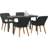 vidaXL Garten Essgruppe 5 stk. Schwarz Poly-Rattan