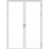 Vente-unique Aluminium und gehärtetes Glas 2-flügelige Komplett-Tür - 2 x H 204 x B 73 cm - Weiß - LOXTON