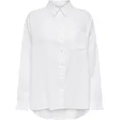 ONLY Longbluse "ONLTOKYO L/S LINEN BLEND SHIRT", Damen, Gr. M, weiß (hellweiß), Web, Obermaterial: 55% Leinen, 45% Viskose, unifarben, regular fit, Blusen Longbluse, mit Leinen