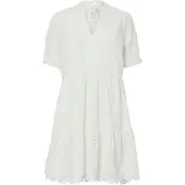 Y.A.S Blusenkleid "YASHOLI SS DRESS S. NOOS", Damen, Gr. XL, N-Gr, Kurzarm, Web, weiß (star weiß), Web, Obermaterial: 100% Baumwolle, unifarben, V-Ausschnitt, Kleider Blusenkleid, Sommerkleid