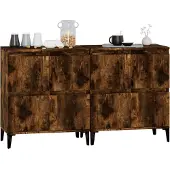 vidaXL Sideboards 2 Stk. Räuchereiche 60x35x70 cm Holzwerkstoff