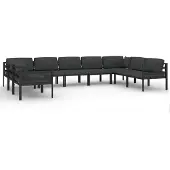 vidaXL 9-tlg. Garten-Lounge-Set mit Kissen Aluminium Anthrazit