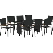 vidaXL Garten Essgruppe 9 stk. Schwarz Poly-Rattan