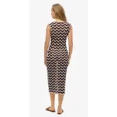 Superdry für Damen. W8011848A Navyfarbenes Zickzack-Midi-Strickkleid (S), Lässig, Viskose, Ärmellos / Hosenträger, Marine