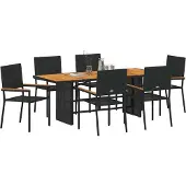 vidaXL Garten Essgruppe 7 stk. Schwarz Poly-Rattan