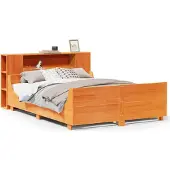 vidaXL Massivholzbett ohne Matratze Wachsbraun 140x200 cm Kiefernholz