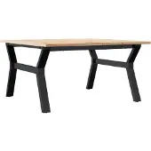 vidaXL Couchtisch Y-Gestell 80x80x45cm Massivholz Kiefer und Stahl