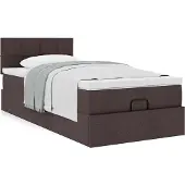 vidaXL Ottoman-Bett mit Matratze Dunkelbraun 90x200 cm Stoff