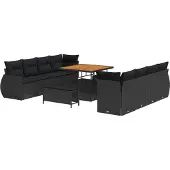 vidaXL Gartensofa-set 11 Stk. Schwarz Poly-Rattan