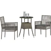vidaXL Garten Essgruppe 3 stk. Grau Poly-Rattan