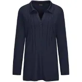 Goldner Langarmshirt "Kurzgröße Halbarm Blusenshirt mit Hemdkragen" Biesen