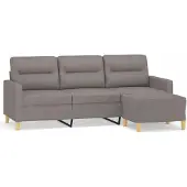 vidaXL 3-Sitzer-Sofa mit Hocker Taupe 180 cm Stoff