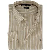 Tommy Hilfiger Linen Bengal Stripe Sandalwood/stripe Größe: XL | Casual hemden Outlet | Herren | Weiß