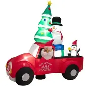 Costway Aufblasbarer Weihnachtsmann Fährt EIN Auto LED