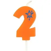 Papstar Zahlenkerze, Mini 6,8 cm orange "2" 15 Stück