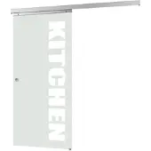 Inova Glasschiebetür 880 x 2035 mm, KITCHEN-Motiv, Komplettset mit Griffmuschel, ohne Softclose