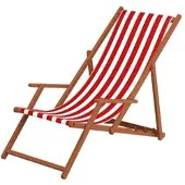 Erst-Holz Deckchair rot-weiß Strandstuhl Gartenstuhl Buche dunkel Sonnenliege Relaxliege klappbar 10-314