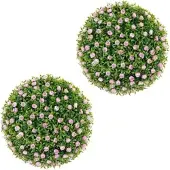 Costway 2er Kunstpflanze Eukalyptus für Haus Garten Rosa 37 cm
