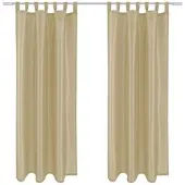 Arsvita 2er Pack Gardine Blickdicht Alessia mit Schlaufen 140 cm x 245 cm Taupe Hell