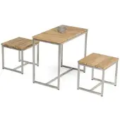 Natur24 Skyline Anstelltsich 90x50 Edelstahl Teak Natur
