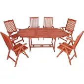 Garden Pleasure Sitzgruppe Stockholm, braun Holz, 7-teilig