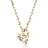 Elli Halskette - Halskette Herz Liebe Zirkonia 585 Bezaubernd Gelbg - Gr. unisize - in Gold - für Damen