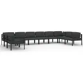 vidaXL 10-tlg. Garten-Lounge-Set mit Kissen Aluminium Anthrazit