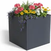 Relaxdays Hochbeet, pulverbeschichteter Stahl, für Blumen, Pflanzen & Gemüse, HxBxT: 50 x 50 x 50 cm, Pflanzenbeet, grau
